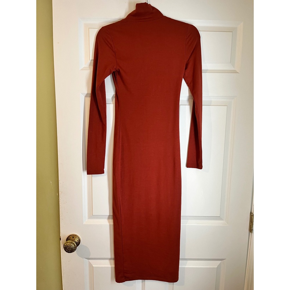 Good American Brick Long Sleeve Turtleneck Midi Bodycon Dress Size XS - Picture 8 of 8